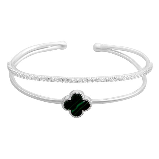 Silver bracelet with malachite