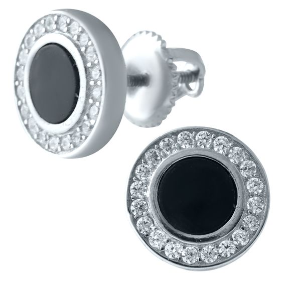 Silver Earrings with Onyx