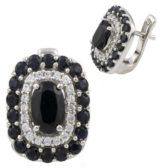 Silver Earrings with a 4.79-carat Sapphire