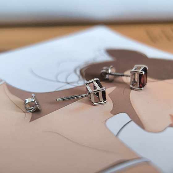 Срібні сережки з гранатом 2.258ct