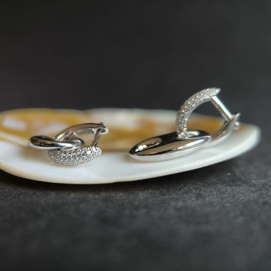 Срібні сережки з фіанітами