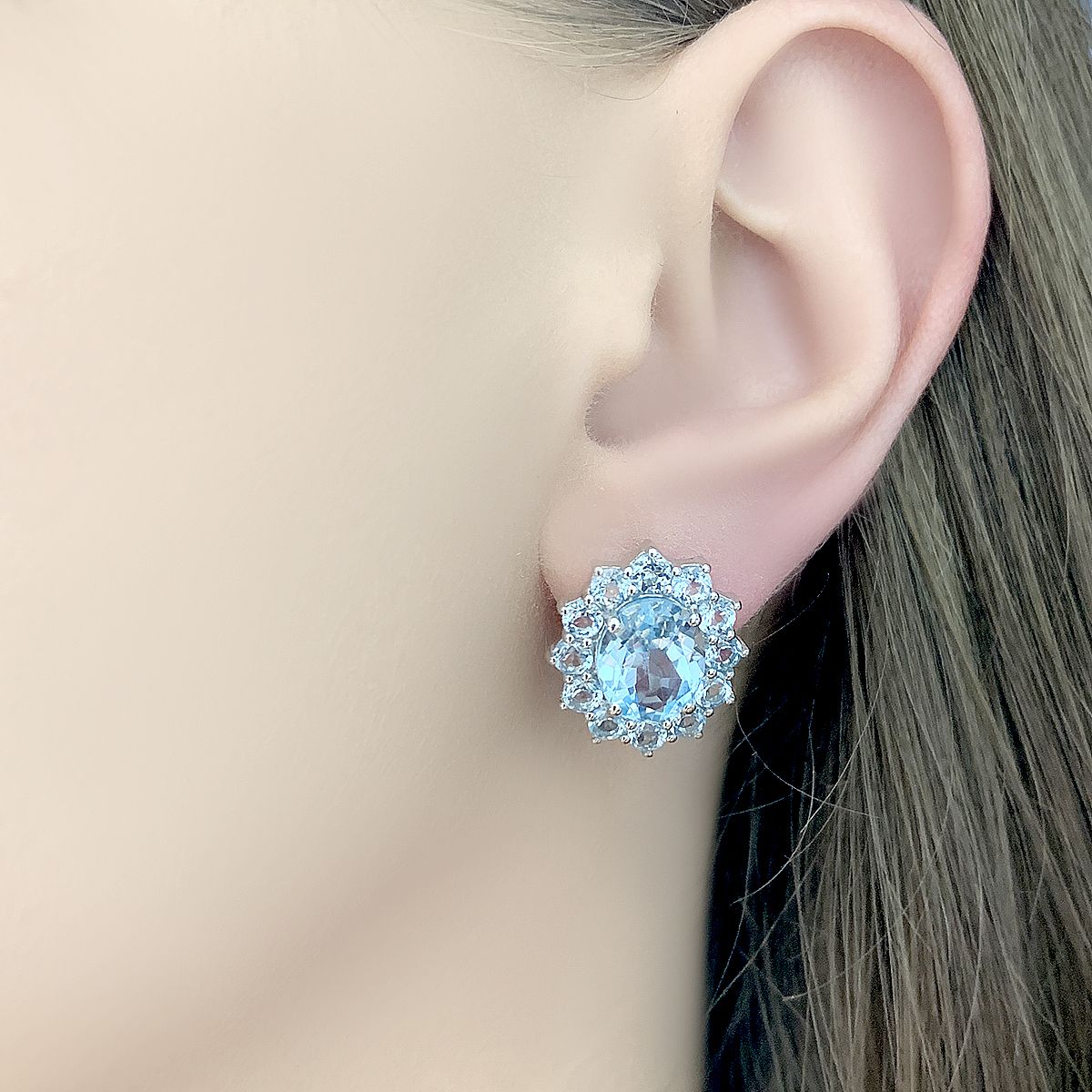 Серебряные серьги с топазом 9.29ct