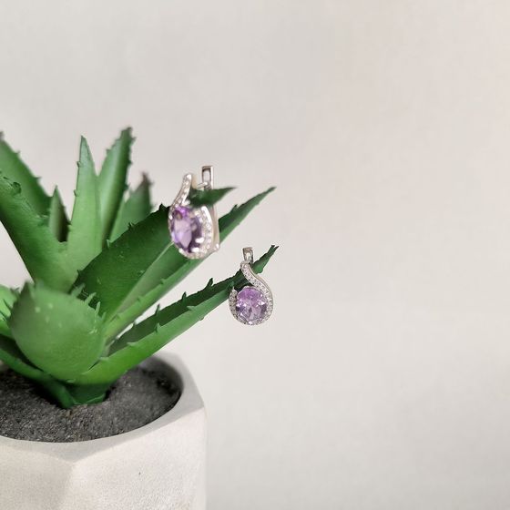 Срібні сережки з аметистом 5.312ct