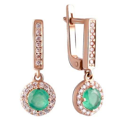 Золотые серьги с изумрудом