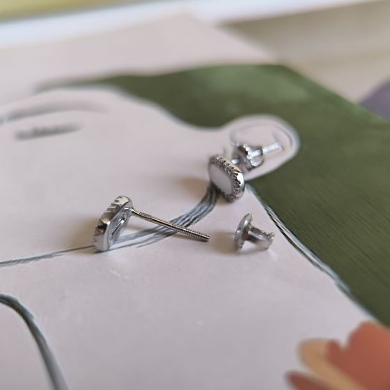 Срібні сережки з перламутром, фіанітами