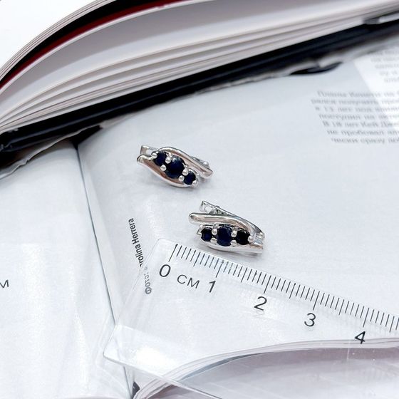 Срібні сережки з сапфіром 1.65ct