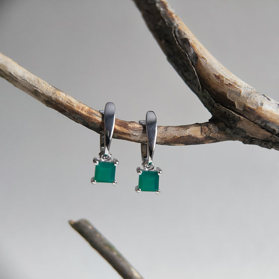 Срібні сережки з агатом 1.167ct