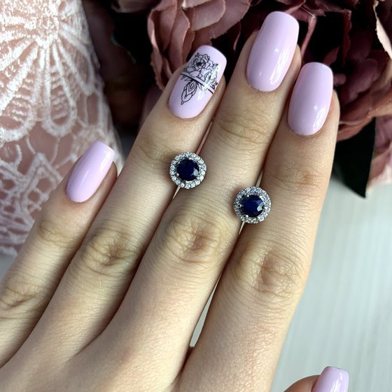 Срібні сережки з сапфіром 1,679 карата