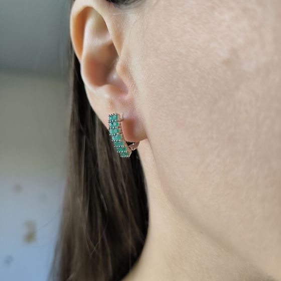 Серебряные серьги с изумрудом 1.253ct