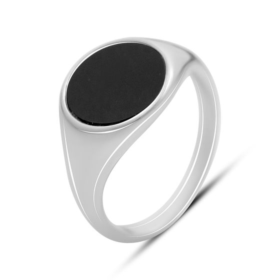 Silver ring with onyx