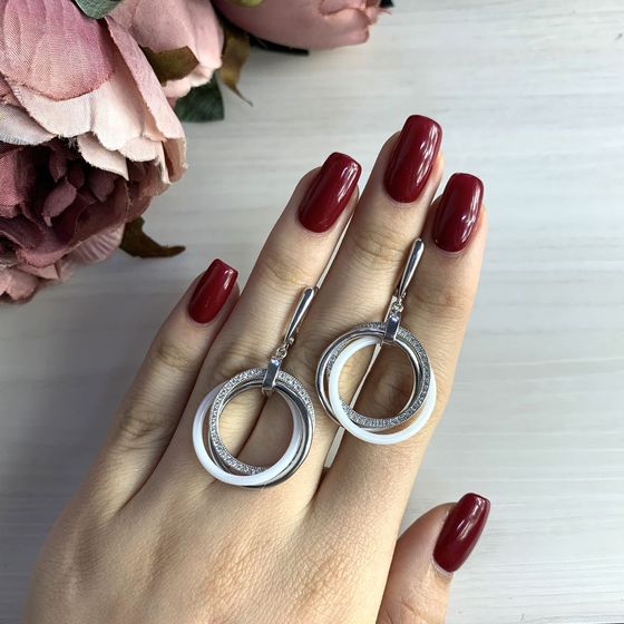 Срібні сережки з керамікою