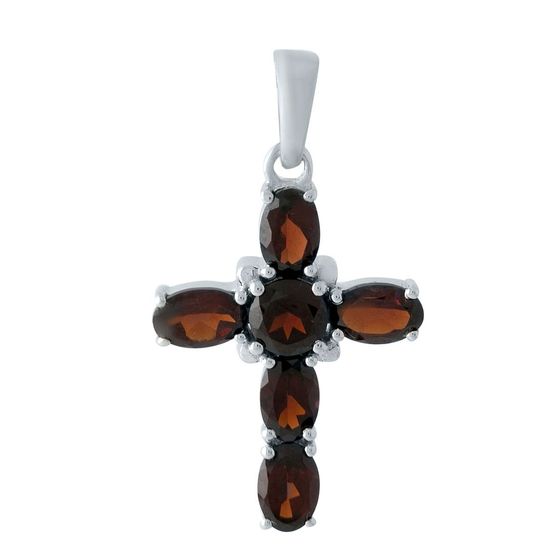 Silver cross with a garnet