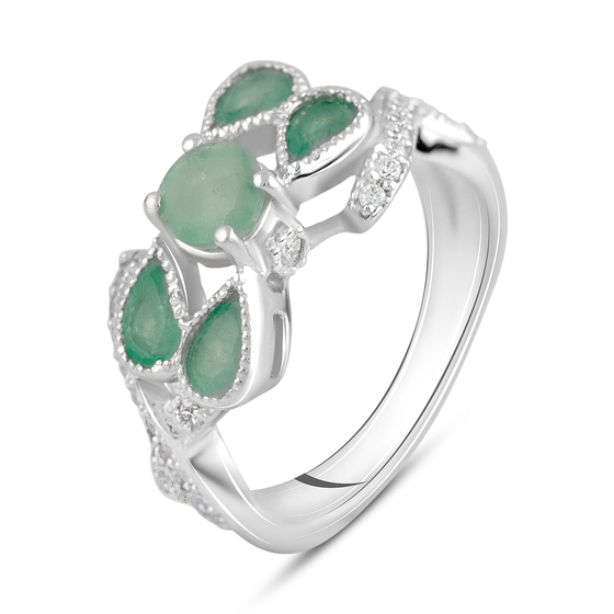 Silver ring with emerald