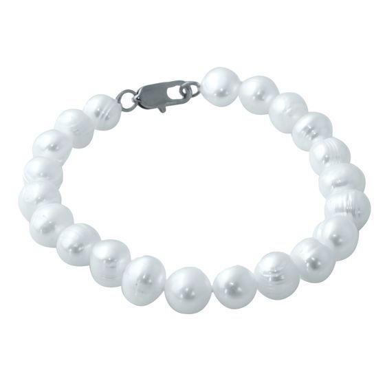 Silver bracelet with pearls