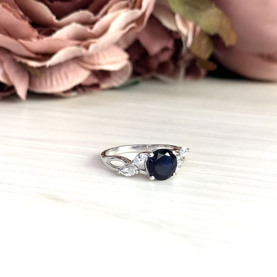 Silver ring with a 1.592-carat nano sapphire