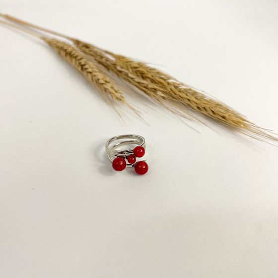 Silver ring with coral