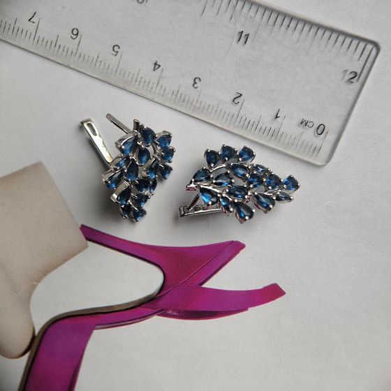 Срібні сережки з сапфіром nano 4,31 карата