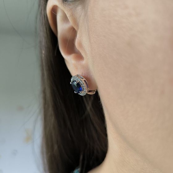 Срібні сережки з сапфіром nano 3,769 карата