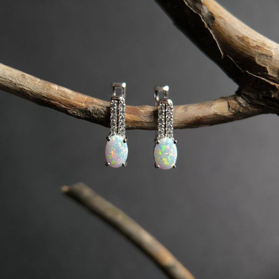Серебряные серьги с опалом 0.875ct