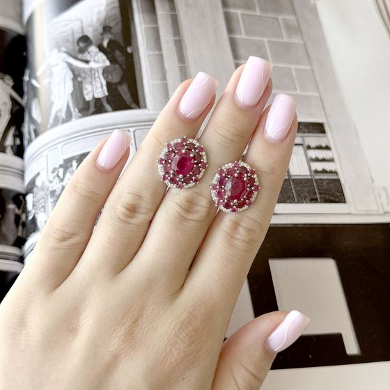 Серебряные серьги с рубином 10.471ct