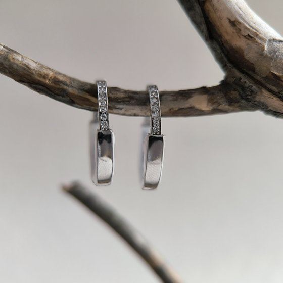 Silver earrings with enamel and cubic zirconia