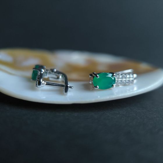 Срібні сережки з агатом 1.617ct