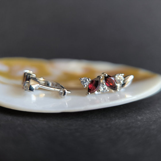 Срібні сережки з гранатом 1.908ct