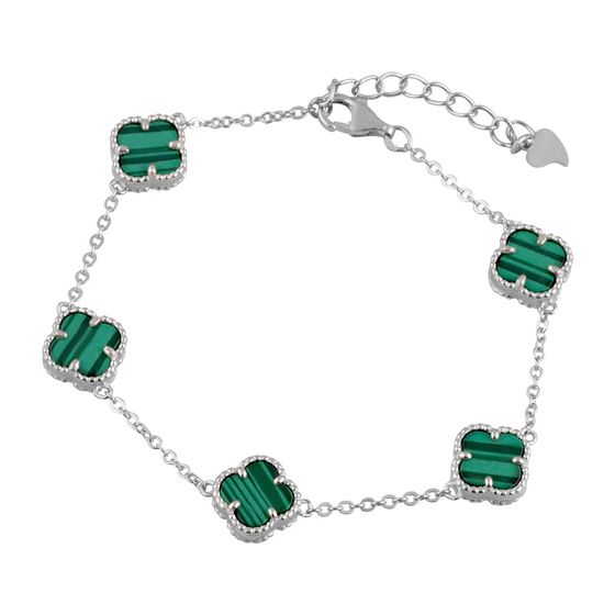 Silver bracelet with malachite