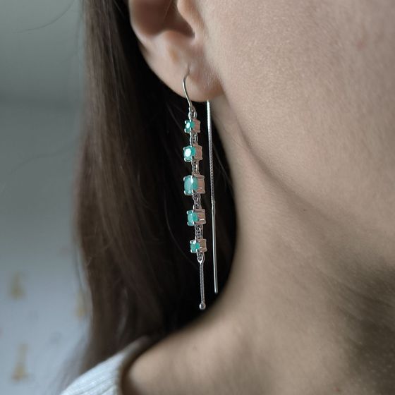 Срібні сережки зі смарагдом 2.447ct