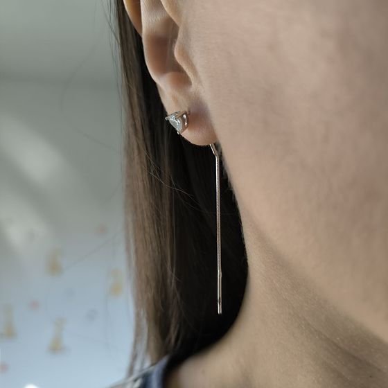 Срібні сережки з фіанітами