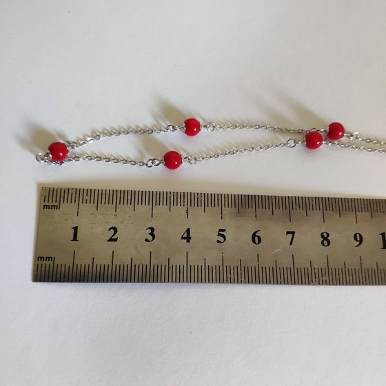 Silver necklace with coral