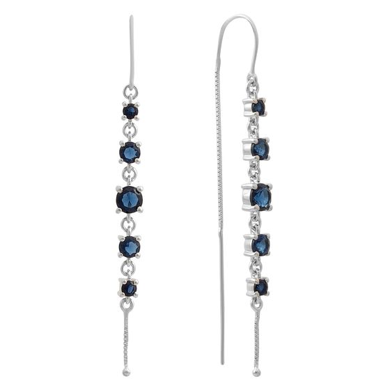 Silver earrings with sapphire nano 1.887ct