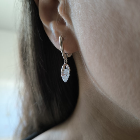 Silver earrings with Phianites