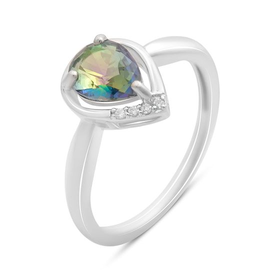 Серебряное кольцо с мистик топазом 0.828ct, фианитами