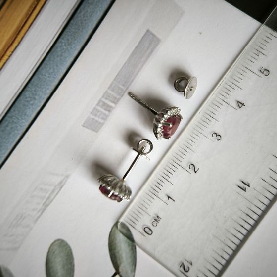 Серебряные серьги с рубином 2.867ct