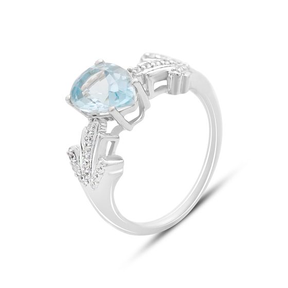 Срібна каблучка з топазом 2.593ct, фіанітами