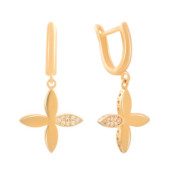 Золоті сережки з фіанітами 0.16ct