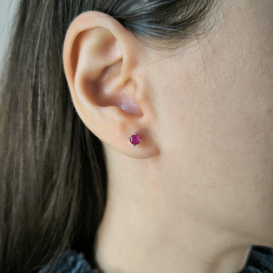 Срібні сережки з рубіном 0.69ct