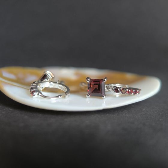 Серебряные серьги с гранатом 2.605ct