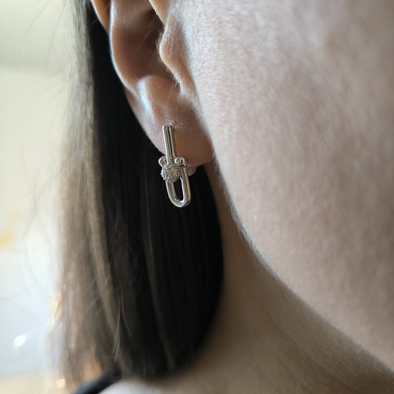 Silver earrings with Phianites