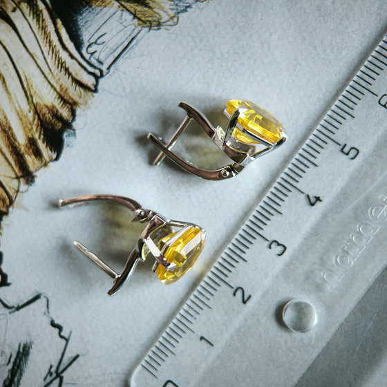 Серебряные серьги с цитрином nano 7.743ct