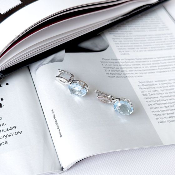 Серебряные серьги с топазом 12.97ct