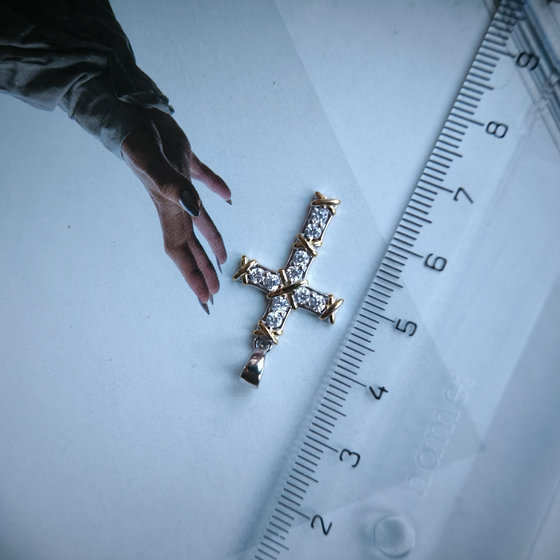 Silver cross with cubic zirconia