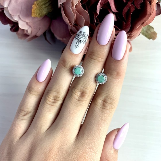 Срібні сережки зі смарагдом 1,259 карата