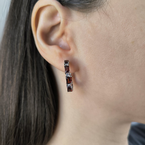 Срібні сережки з гранатом 6.17ct