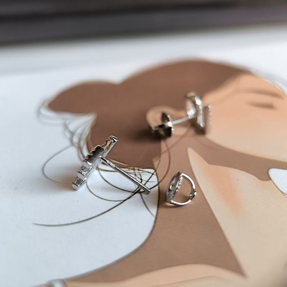 Silver Earrings with Fianites
