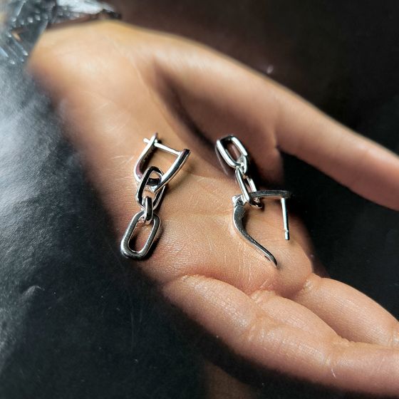 Silver earrings without stones