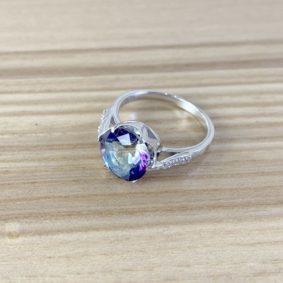 Серебряное кольцо с мистик топазом 3.022ct