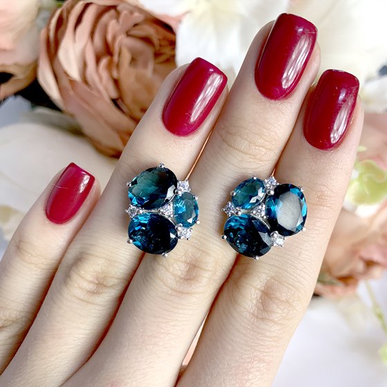 Серебряные серьги с топазом Лондон Блю 4.92ct