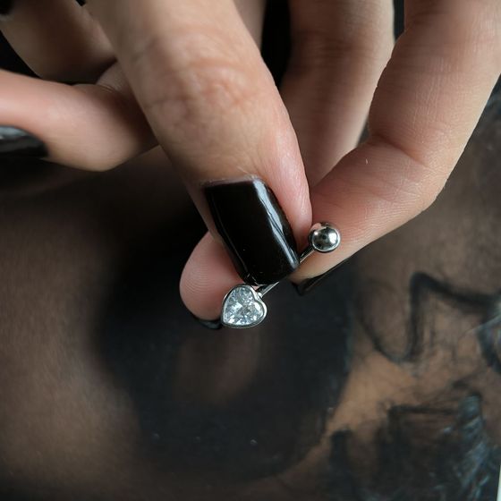 Серебряный пирсинг с фианитами